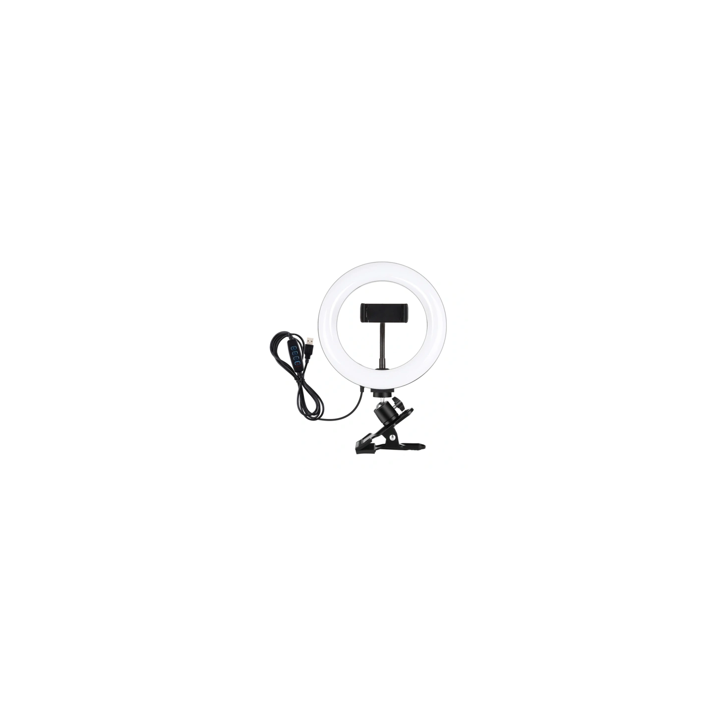 Puluz 20 cm Ring Light for Vlogging with Monitor Clip, Phone Holder, and Color Temperature Adjustment (Black)