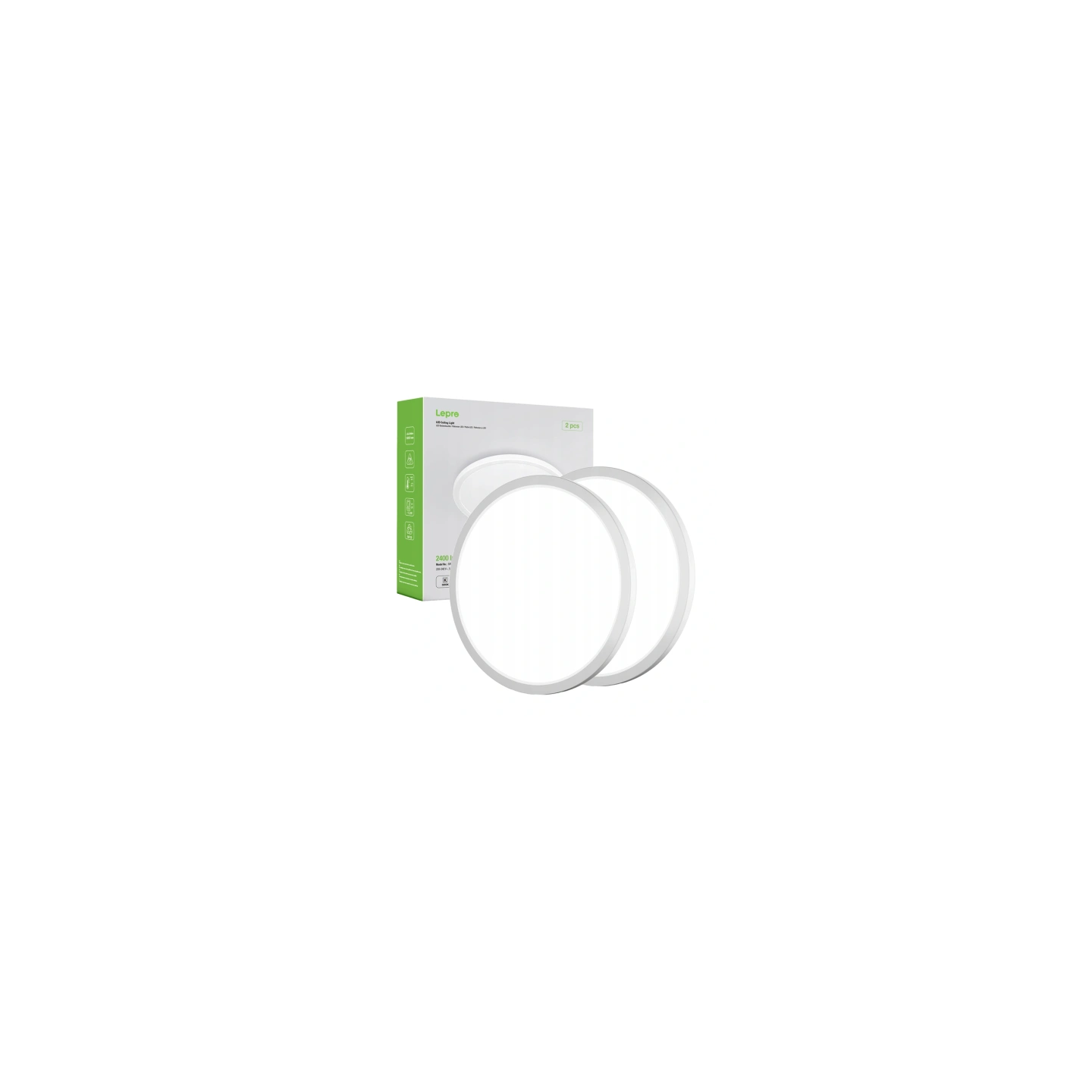 LEPRO 1500038-DW-EU-2 Ceiling Light, 18W, 1800 lm, 2-pack
