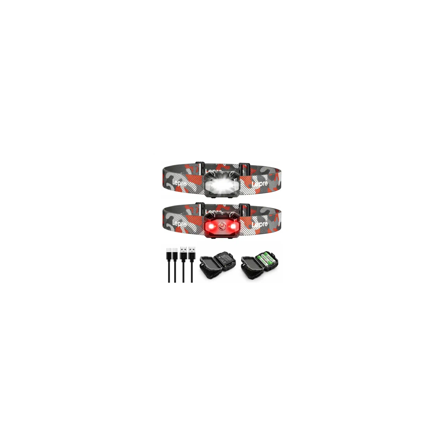 LEPRO 320023-2 USB Headlamp, 2-Pack