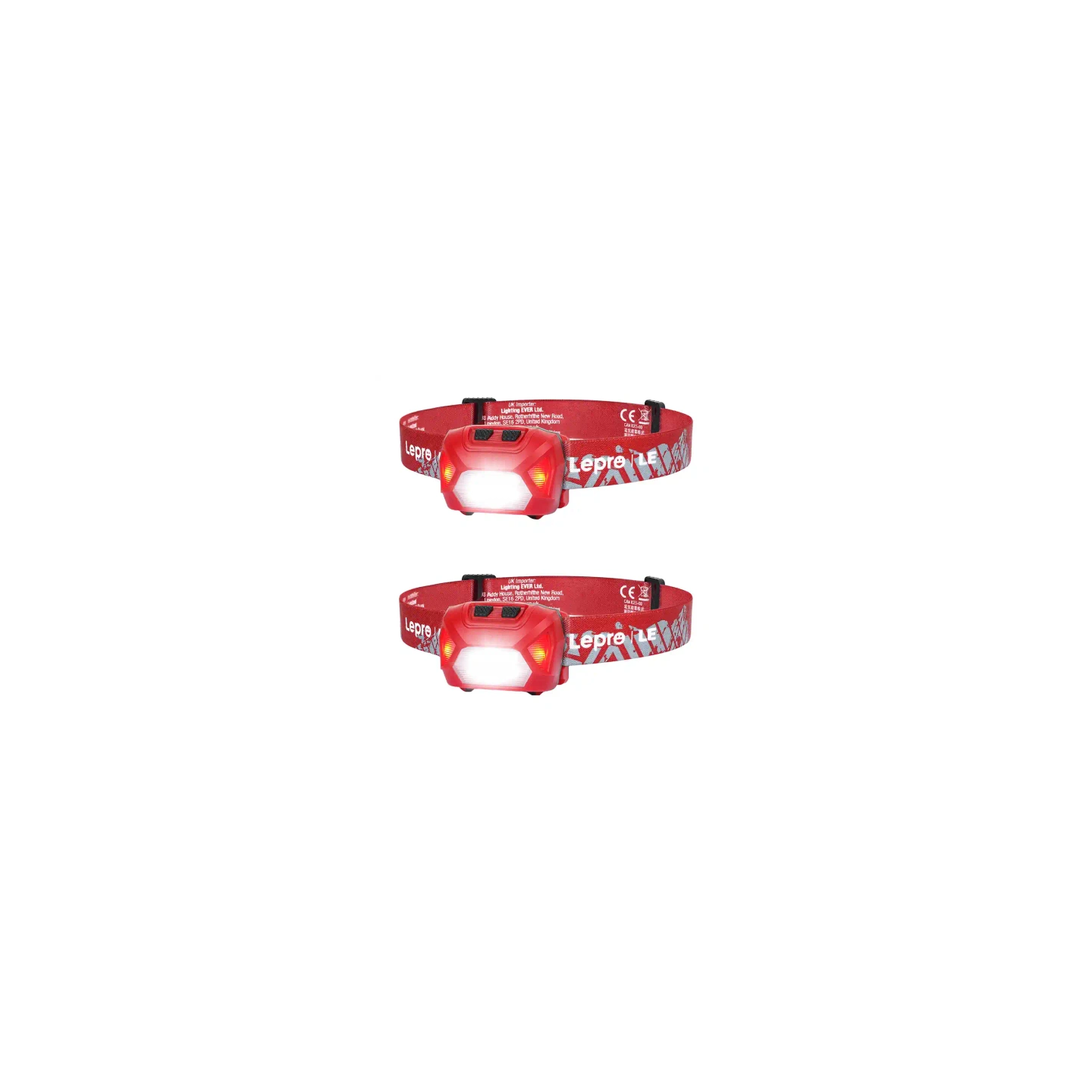 LEPRO 320014-R-2 USB Headlamp, 2-Pack