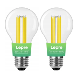 View product LED bulb LEPRO 100094-WW-EU-2 E27 Filament 7.2W (100W) 1521lm 2700K class A 2pcs