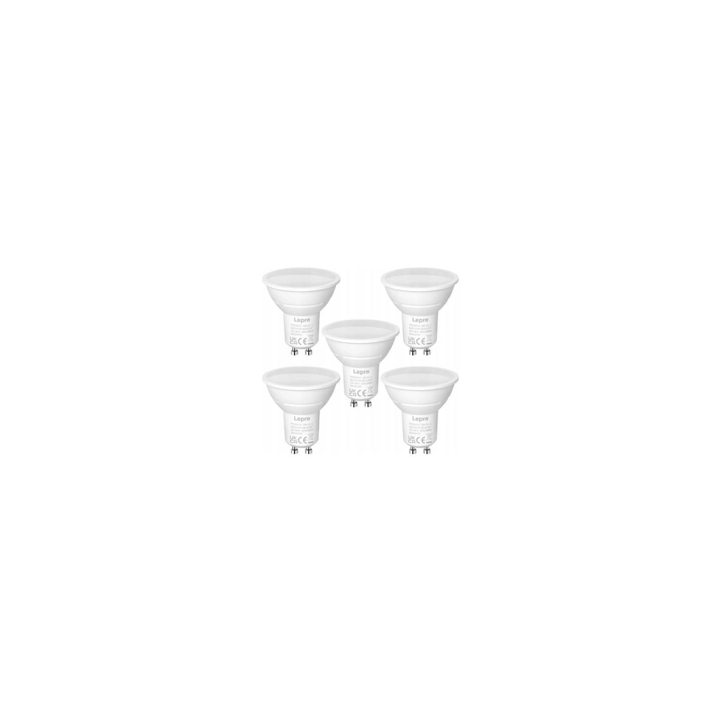 LEPRO 200057-DW-EU-5 GU10 LED Bulb, 4.5W (50W), 345 lm, 5000K, 100°, 5 pcs.