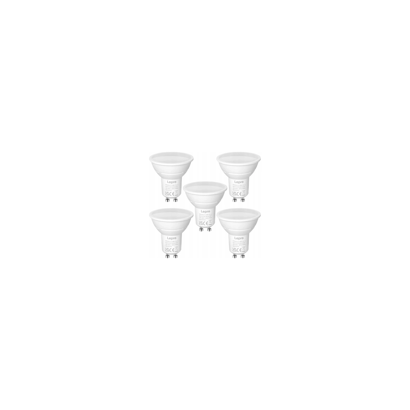 LEPRO 200073-WW-EU-5 GU10 LED Bulb, 4.5W, 345 lm, 2700K, 100°, 5-pack