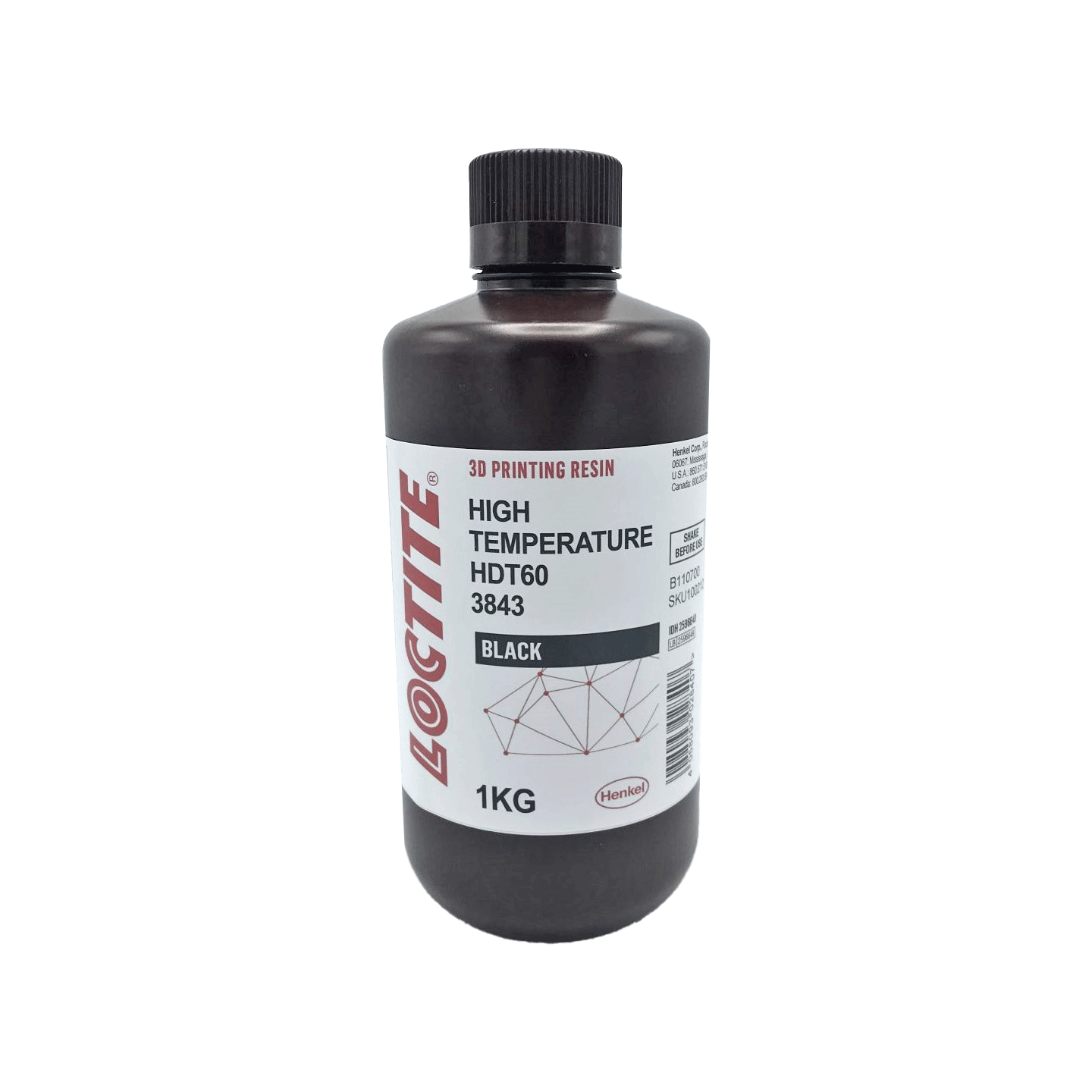 Loctite 3D 3843 HDT60 Matte Black Resin - 1 kg