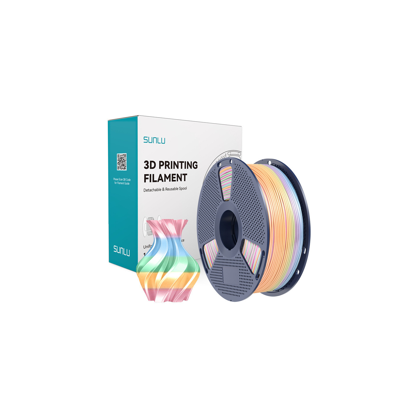Sunlu PLA+ Silk Filament (Rainbow) 04