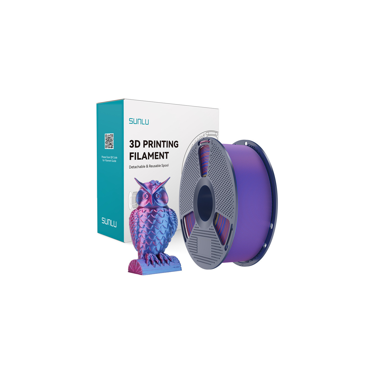 Sunlu PLA+ Silk Dual Color Filament (Red and Blue)