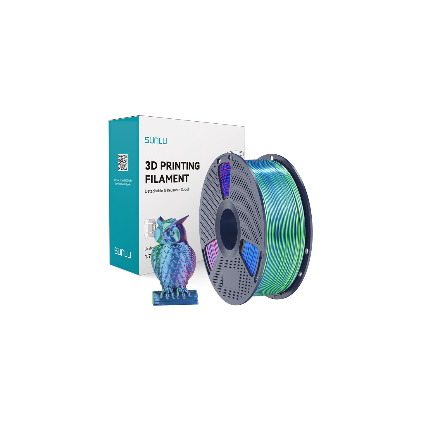 Sunlu PLA+ Silk Tri-Color Filament (blue-green-purple)