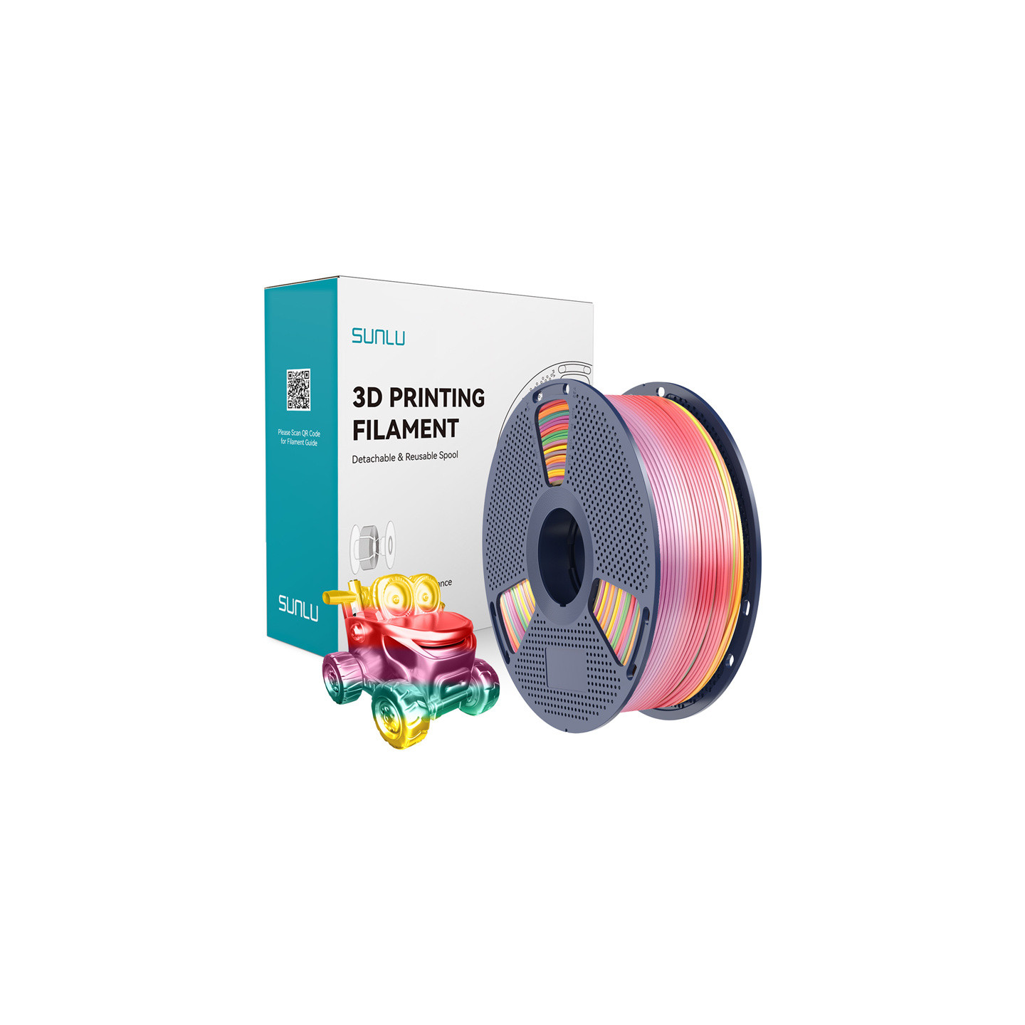Sunlu PLA+ Silk Filament (Rainbow 01)