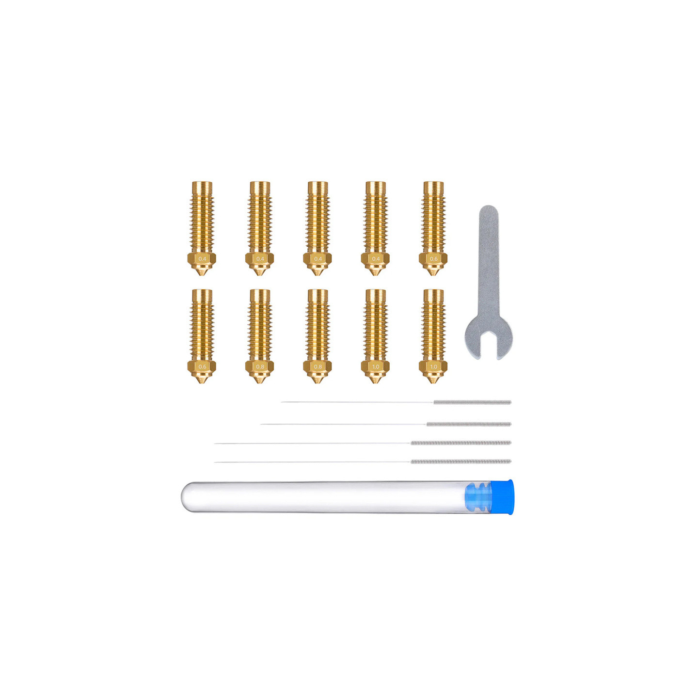 ELEGOO Neptune 4 Plus / 4 Max Brass Nozzle Set (0.4 mm x4, 0.6 mm x2, 0.8 mm x2, 1.0 mm x2)
