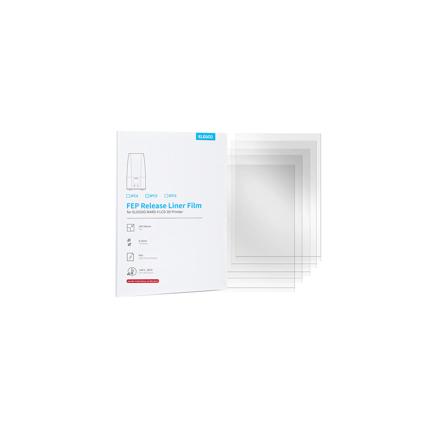 FEP film for ELEGOO Mars 5 (5 pieces)
