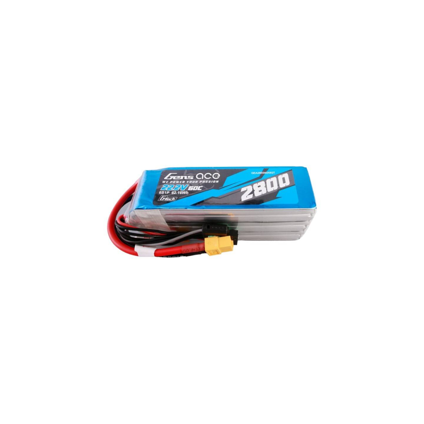 Gens ace G-Tech 2800mAh 22.2V 60C 6S1P Lipo Battery Pack with XT60 plug