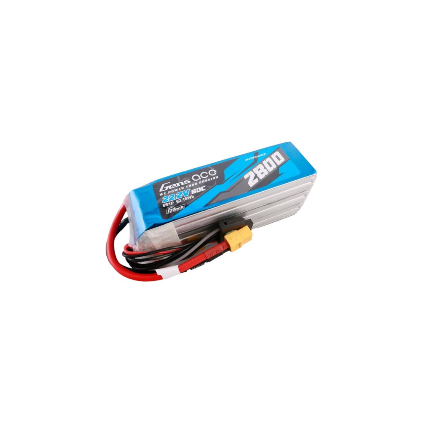 Gens ace G-Tech 2800mAh 22.2V 60C 6S1P Lipo Battery Pack with XT60 plug