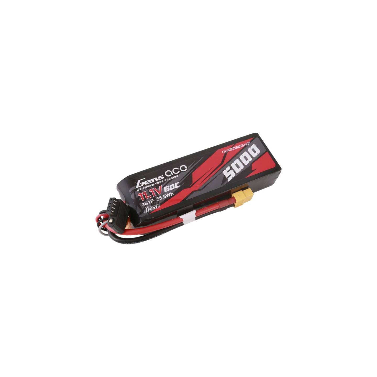 Gens ace G-Tech 5000mAh 11.1V 60C 3S1P Lipo With XT60 Plug
