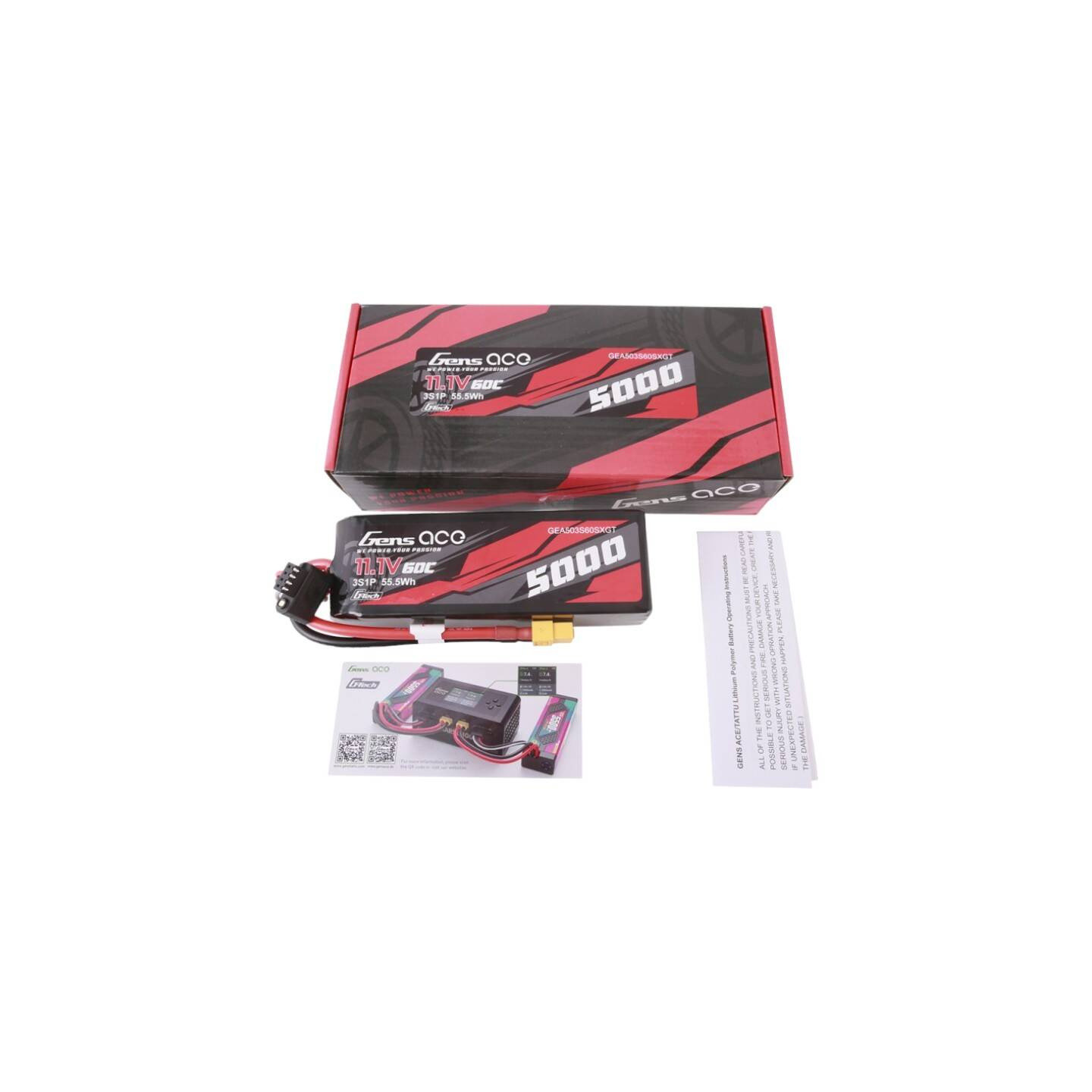 Gens ace G-Tech 5000mAh 11.1V 60C 3S1P Lipo With XT60 Plug
