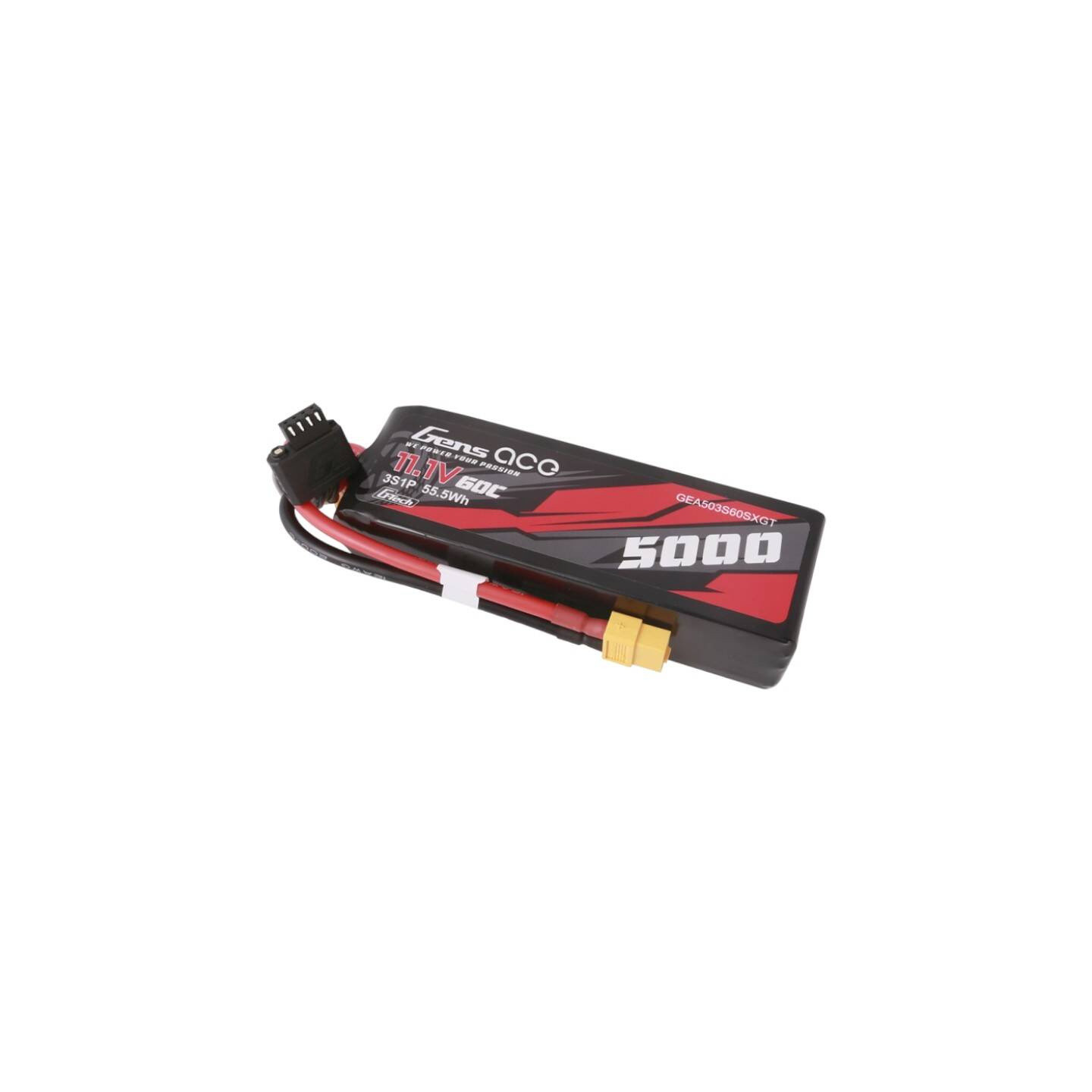 Gens ace G-Tech 5000mAh 11.1V 60C 3S1P Short-Size Lipo With XT60 Plug
