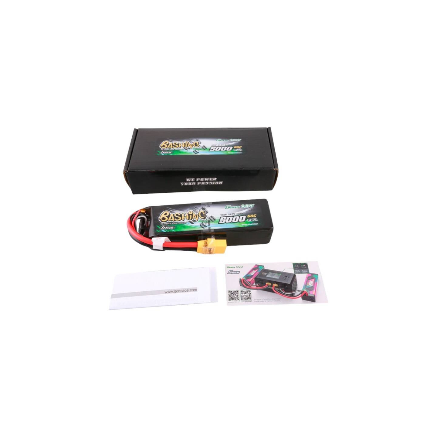 Gens ace G-Tech 5000mAh 14.8V 4S1P 60C Lipo Battery Pack with XT90 Plug-Bashing Series