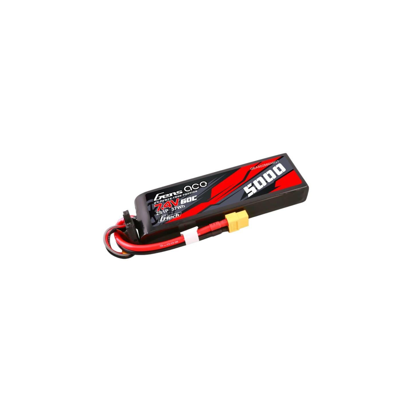 Gens ace G-Tech 5000mAh 7.4V 60C 2S1P Lipo PC material case with XT60 Plug