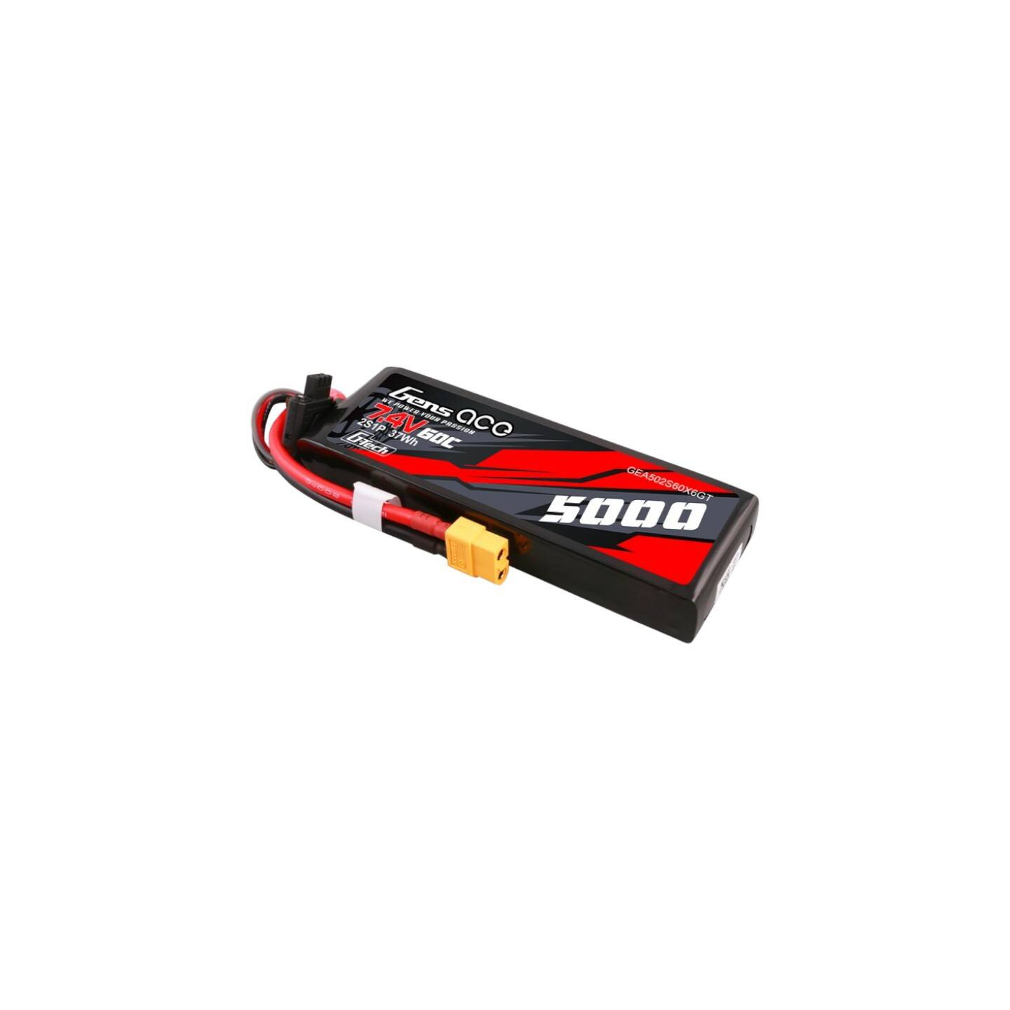 Gens ace G-Tech 5000mAh 7.4V 60C 2S1P Lipo PC material case with XT60 Plug