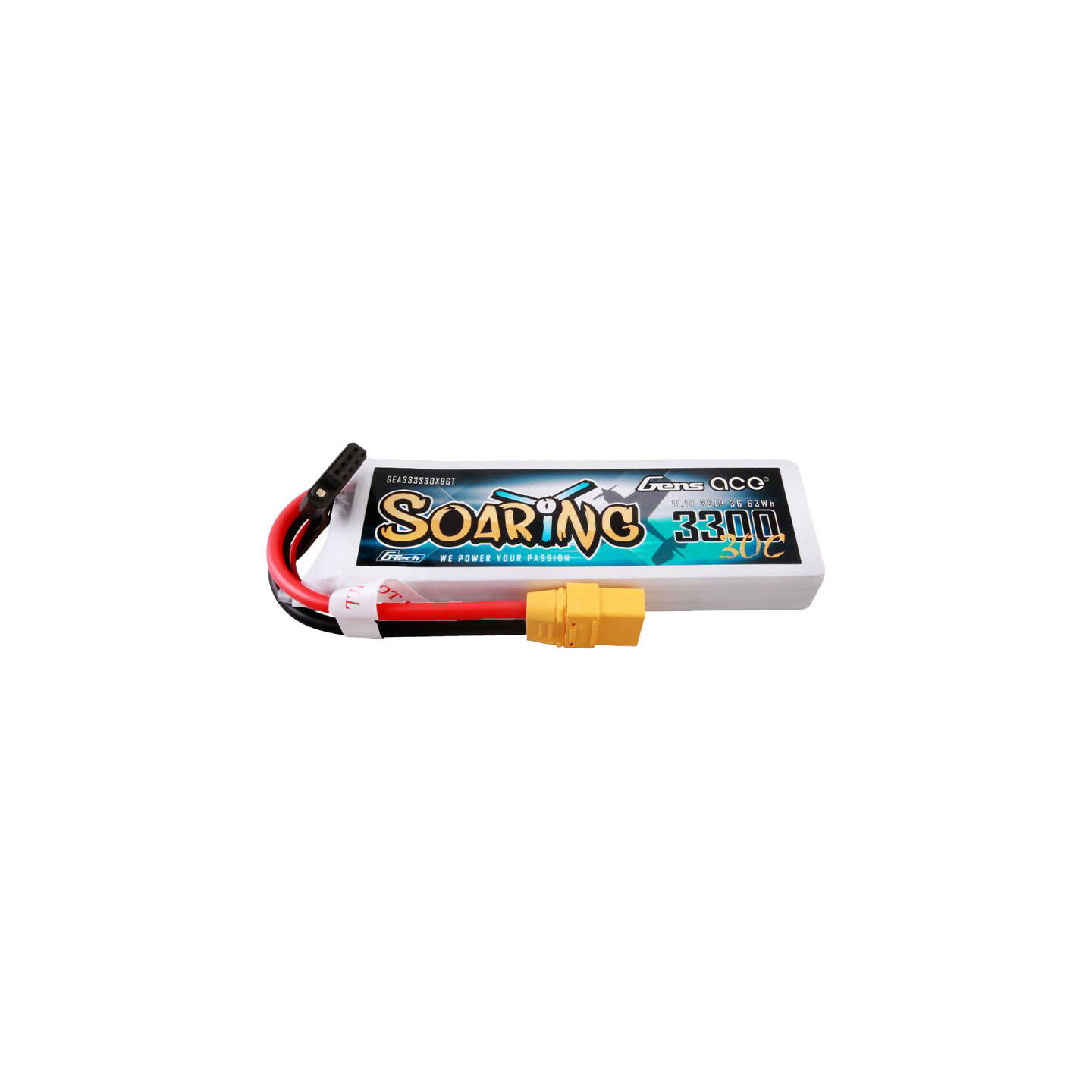 Gens ace G-Tech Soaring 3300mAh 11.1V 30C 3S1P Lipo Battery Pack with XT90 plug