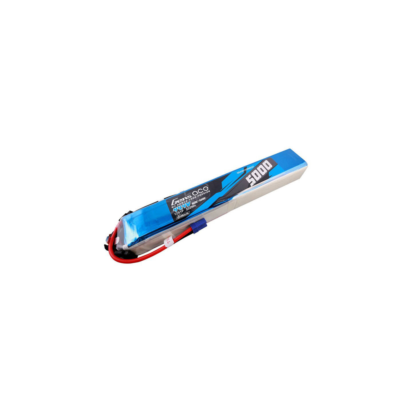 Gens ace G-Tech 5000mAh 60/120C 44.4V 12S1P Lipo Battery Pack with EC5 Plug