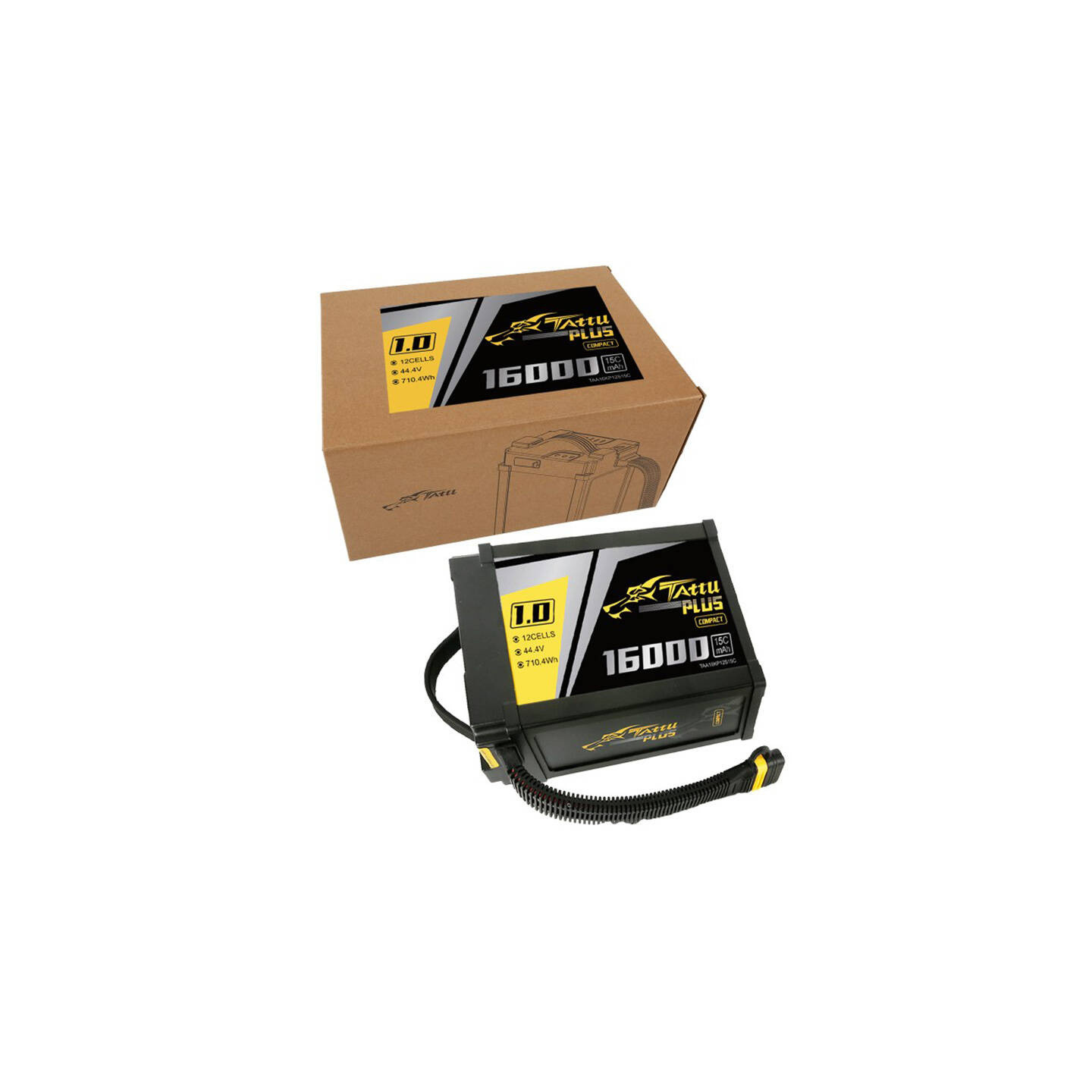 Tattu Plus 1.0 Compact version 16000mAh 12S 15C 44.4V Lipo battery pack with AS150U Plug