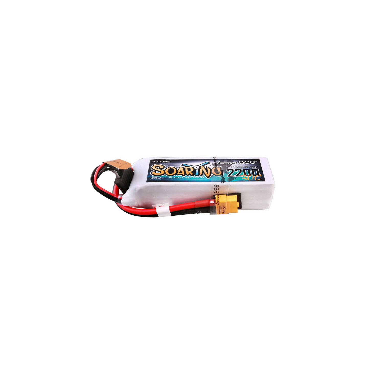 Gens ace G-Tech Soaring 2200mAh 14.8V 30C 4S1P Lipo Battery Pack with XT60 plug