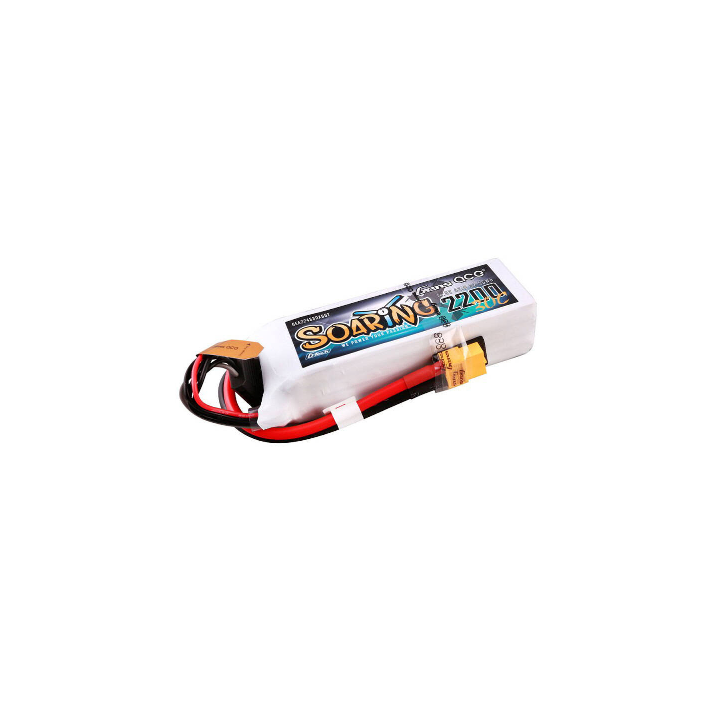 Gens ace G-Tech Soaring 2200mAh 14.8V 30C 4S1P Lipo Battery Pack with XT60 plug