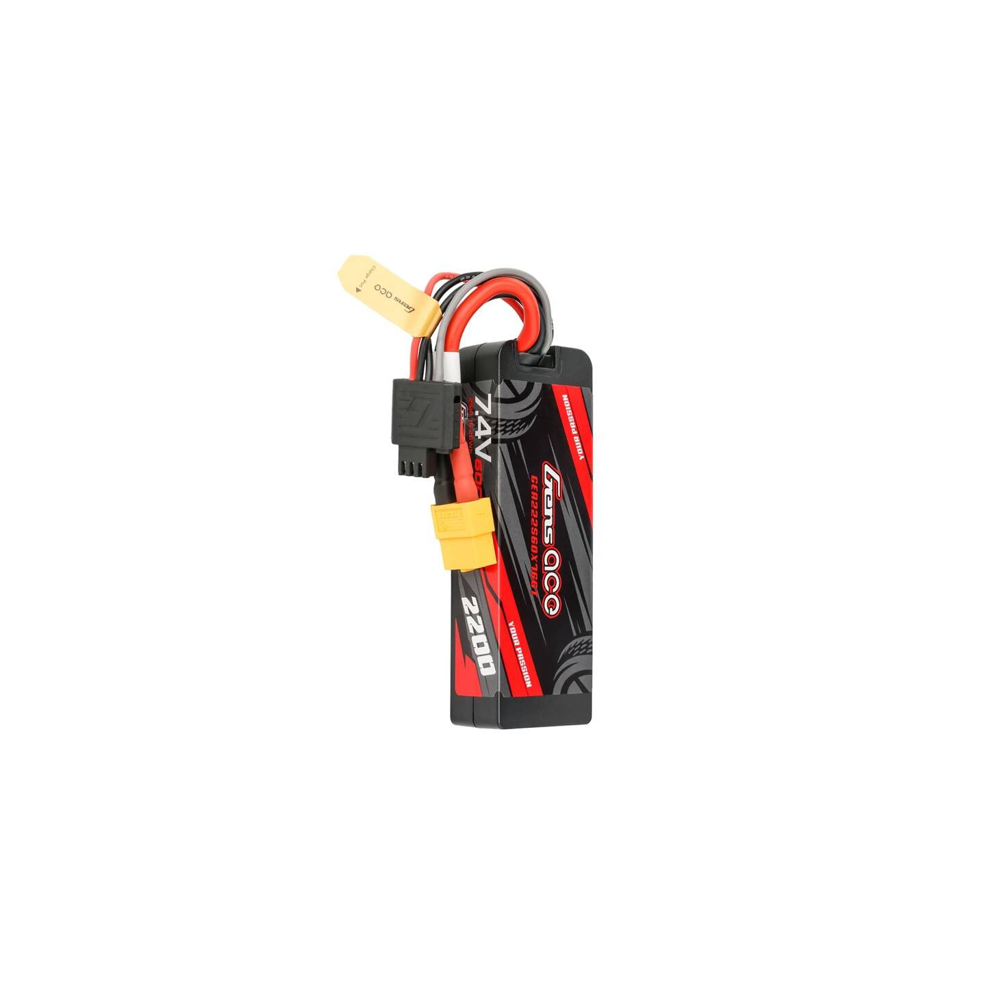 Lipo Gens ace G-Tech 2200mAh 7.4V 2S1P 60C GRP-76 Hardcase Battery with XT60 Plug