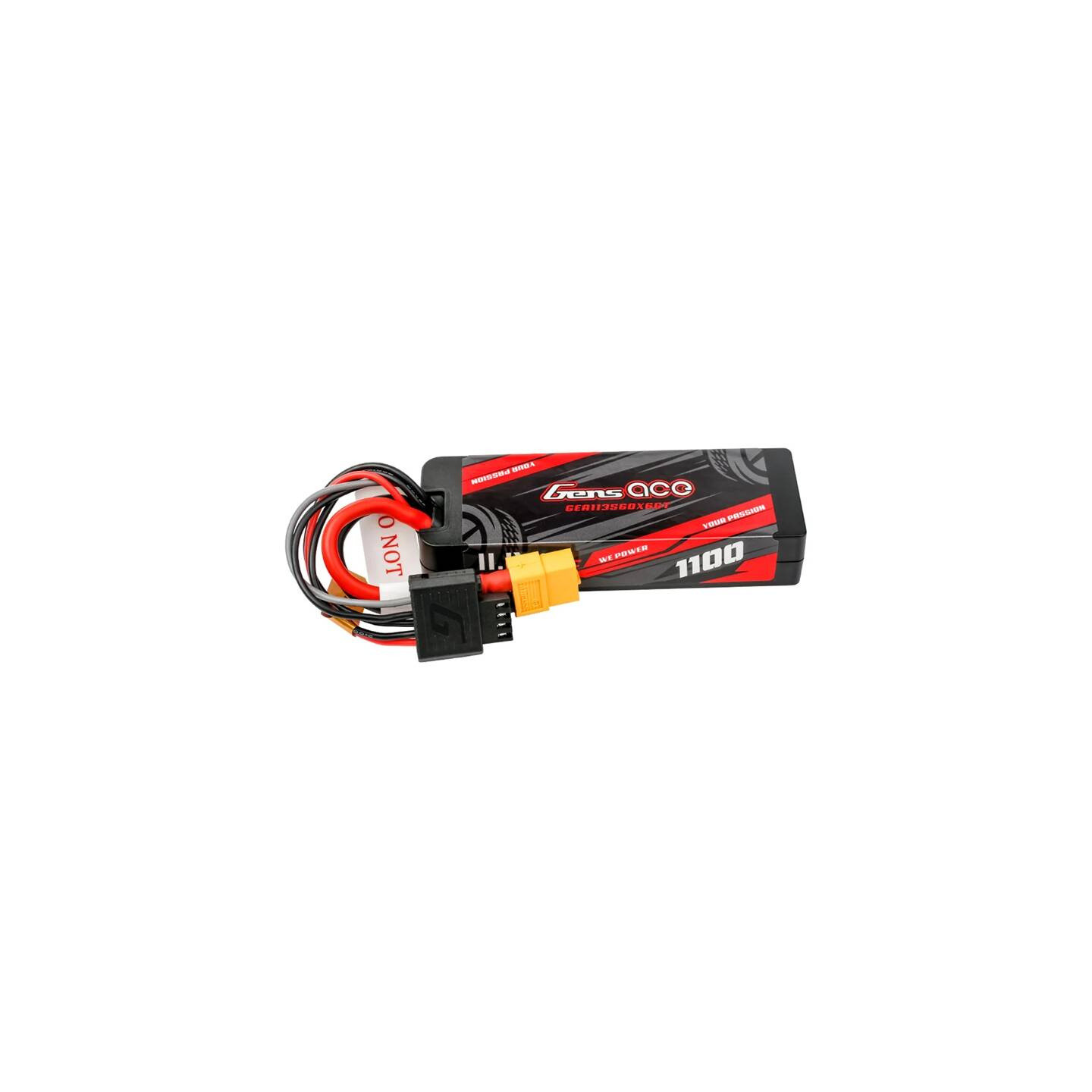 Lipo Gens ace G-Tech 1100mAh 11.1V 3S1P 60C GRP-76 Hardcase Battery with XT60 Plug