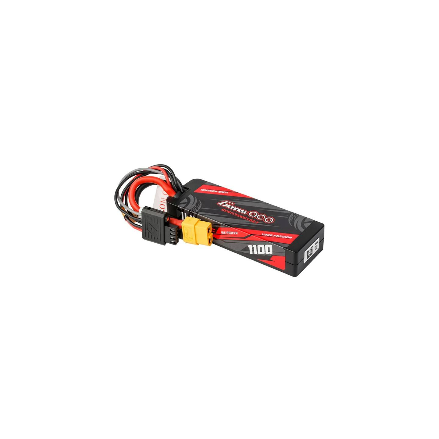 Lipo Gens ace G-Tech 1100mAh 11.1V 3S1P 60C GRP-76 Hardcase Battery with XT60 Plug