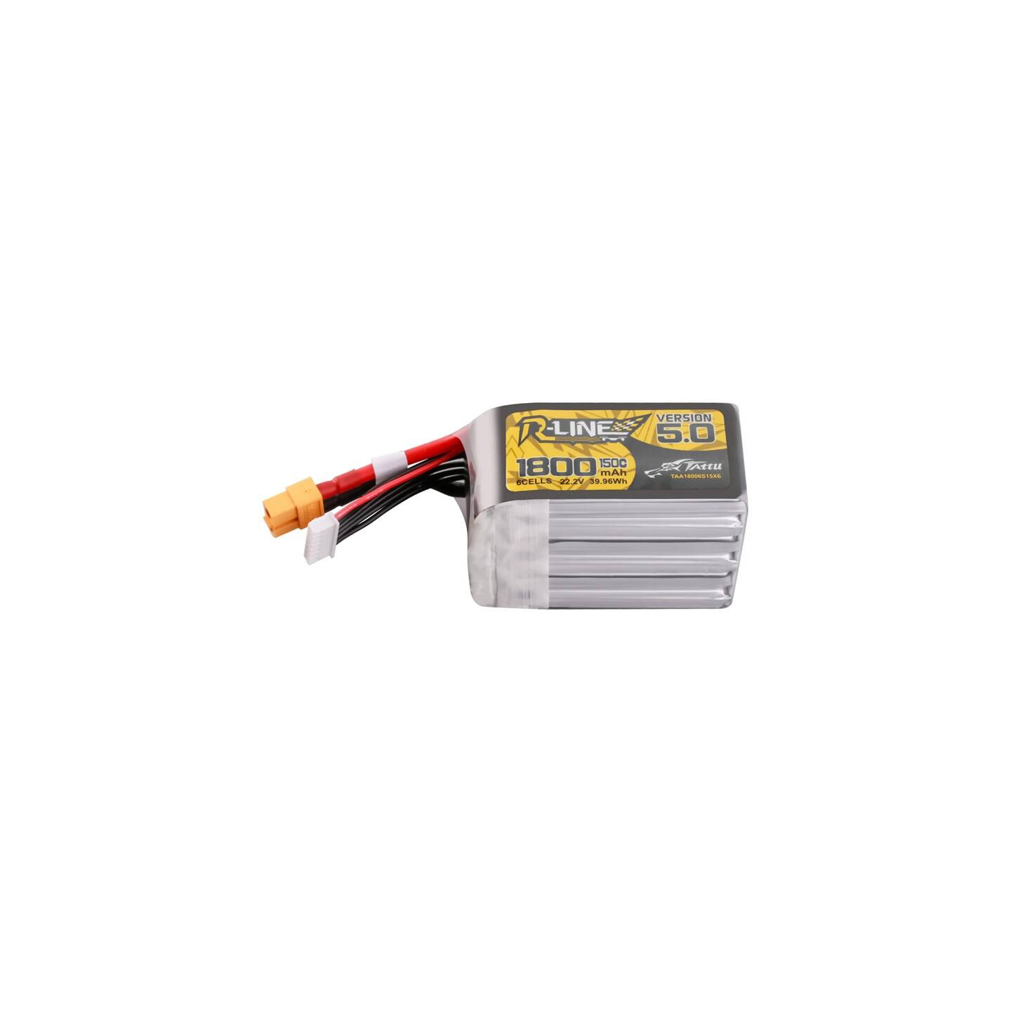 Lipo Tattu R-Line Version 5.0 1800mAh 22.2V 150C 6S battery with XT60 connector