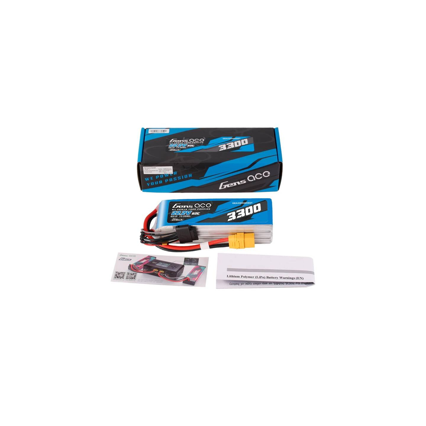 Accumulator Lipo Gens Ace G-Tech 3300mAh 22.2V 60C 6S1P XT90