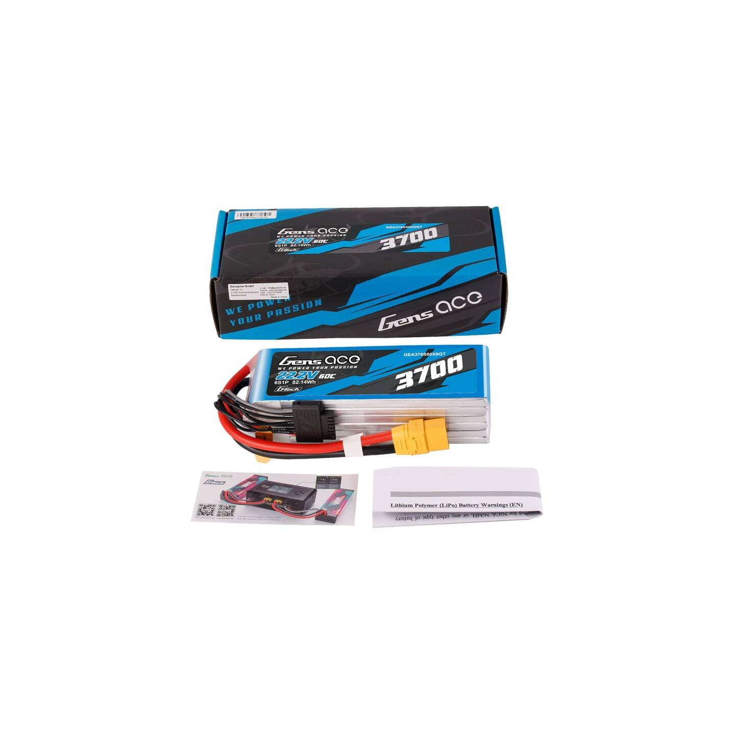 Accumulator Lipo Gens Ace G-Tech 3700mAh 22.2V 60C 6S1P XT90