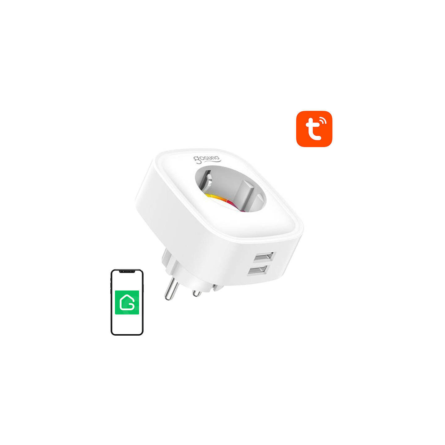 Smart plug WiFi Gosund SP112 2xUSB, 16A, Tuya