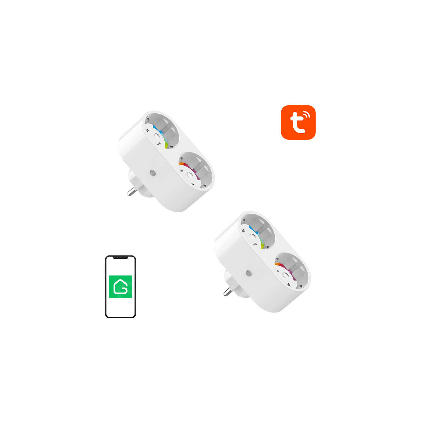 Gosund SP211 dual WiFi smart socket, 2 pieces 3500W (two-pack) Tuya