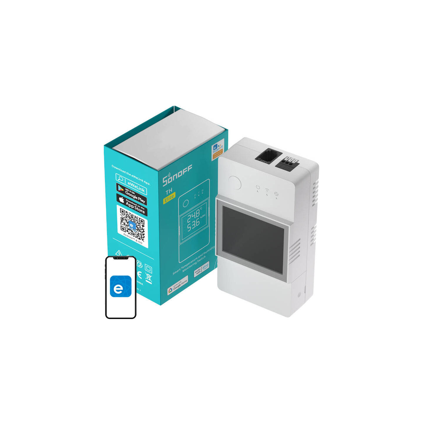 Smart WiFi temperature and humidity monitoring switch Sonoff THR316D TH Elite