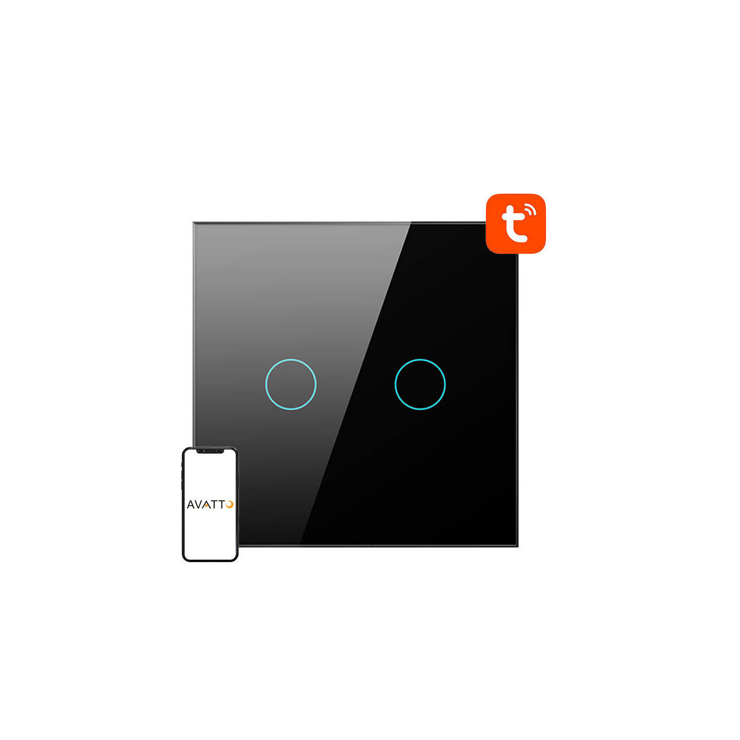 Smart Light Switch WiFi Avatto TS02-EU-B2 2 way (black)
