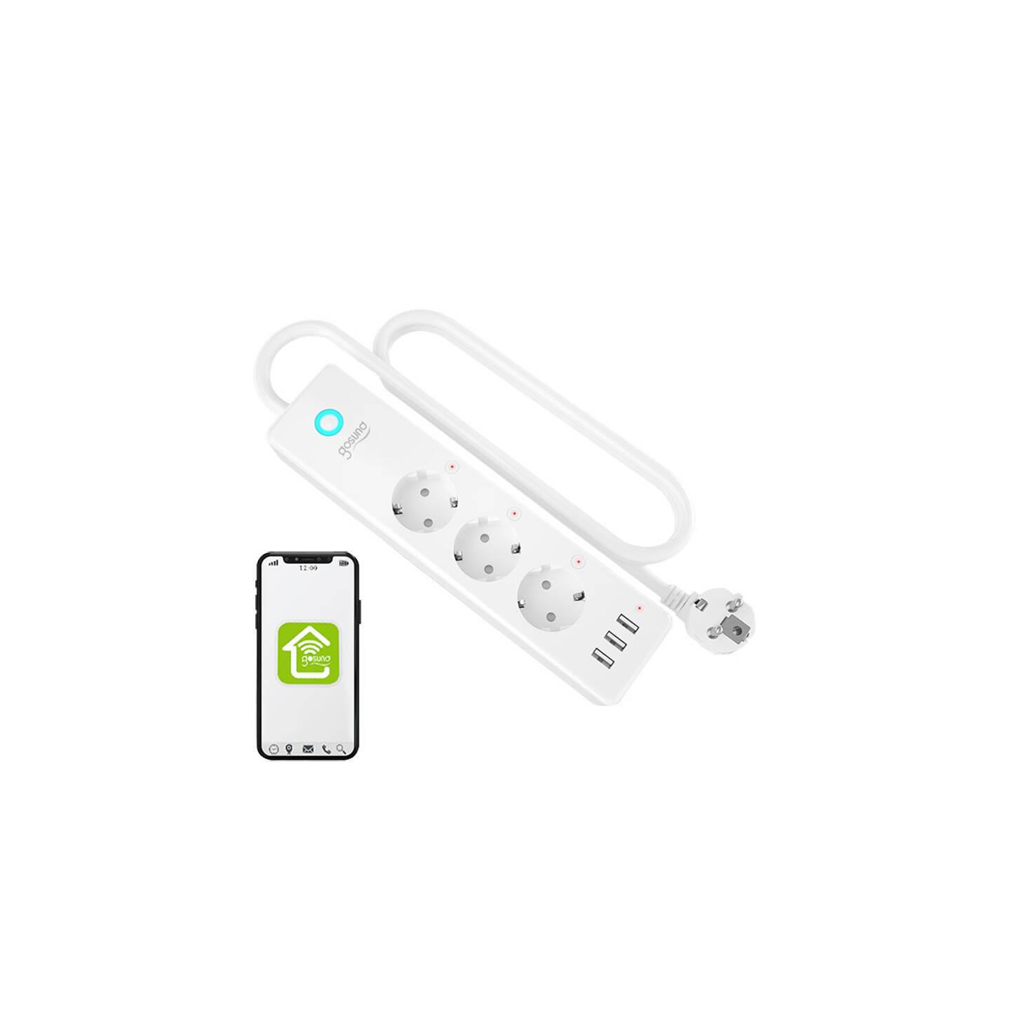 Gosund P1 PLUS smart WiFi power strip (3x AC schuko, 3x USB-A) Tuya