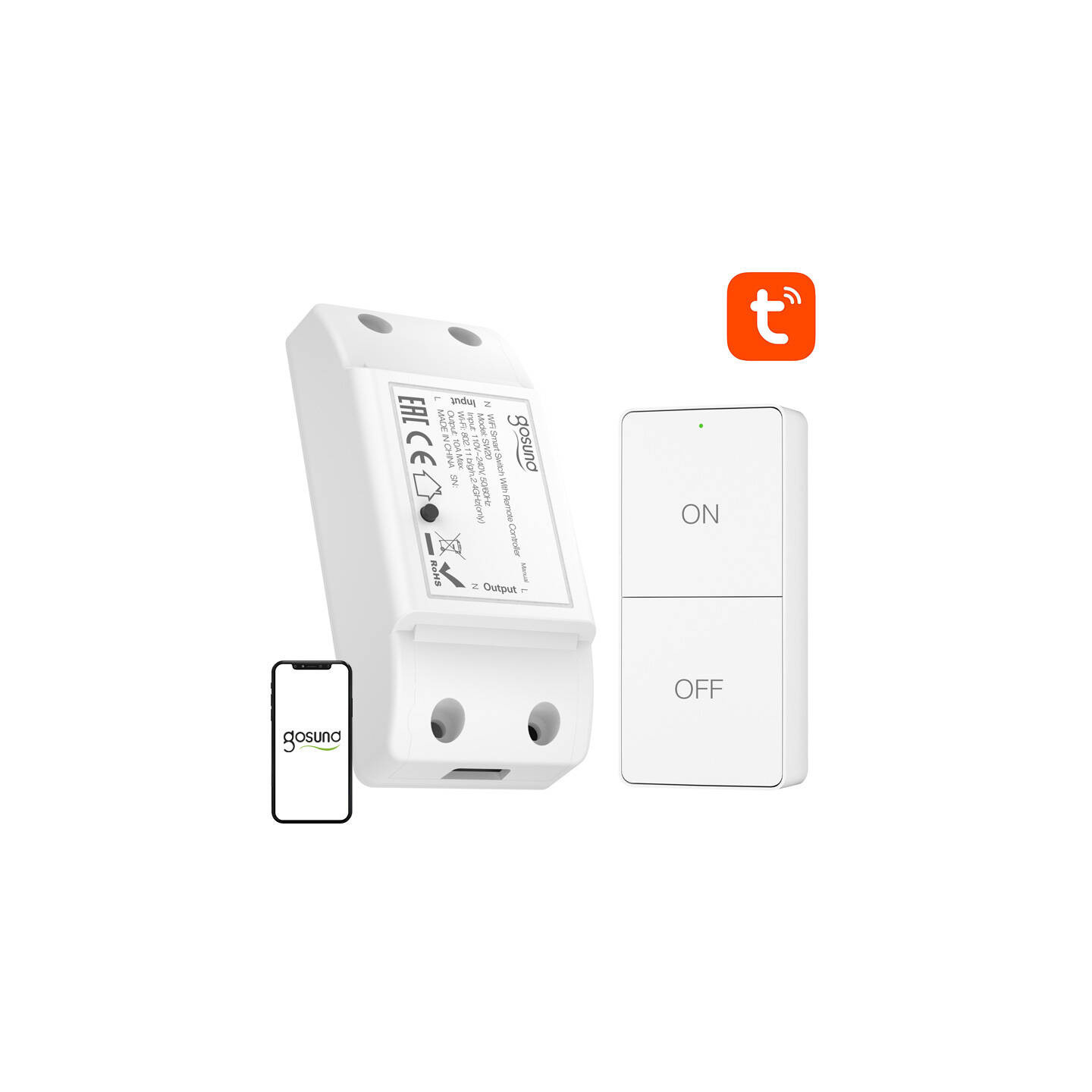 Gosund SW20 10A WiFi Smart Switch + Remote Control, Tuya
