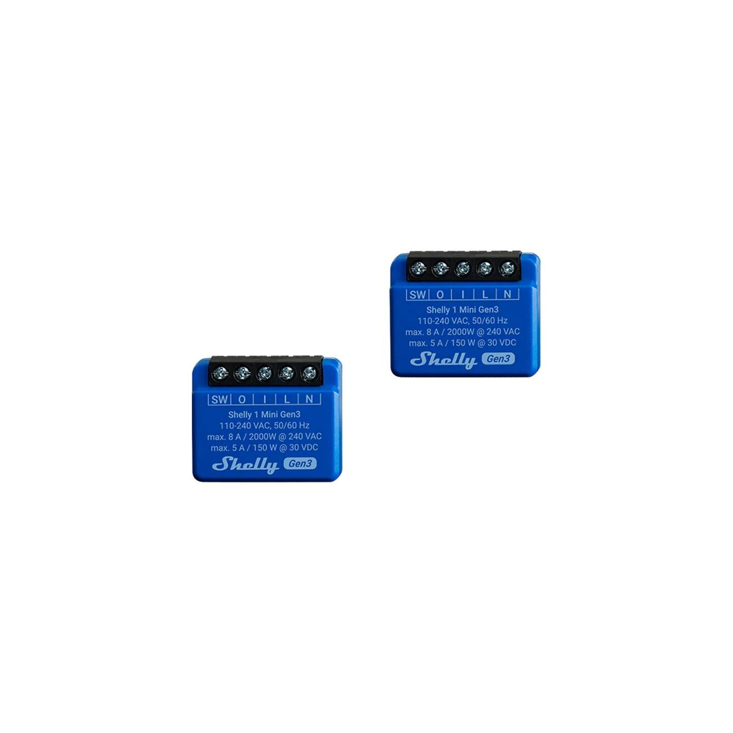 Shelly 1 Mini Gen3 Set of 2 Controllers, WiFi/Bluetooth