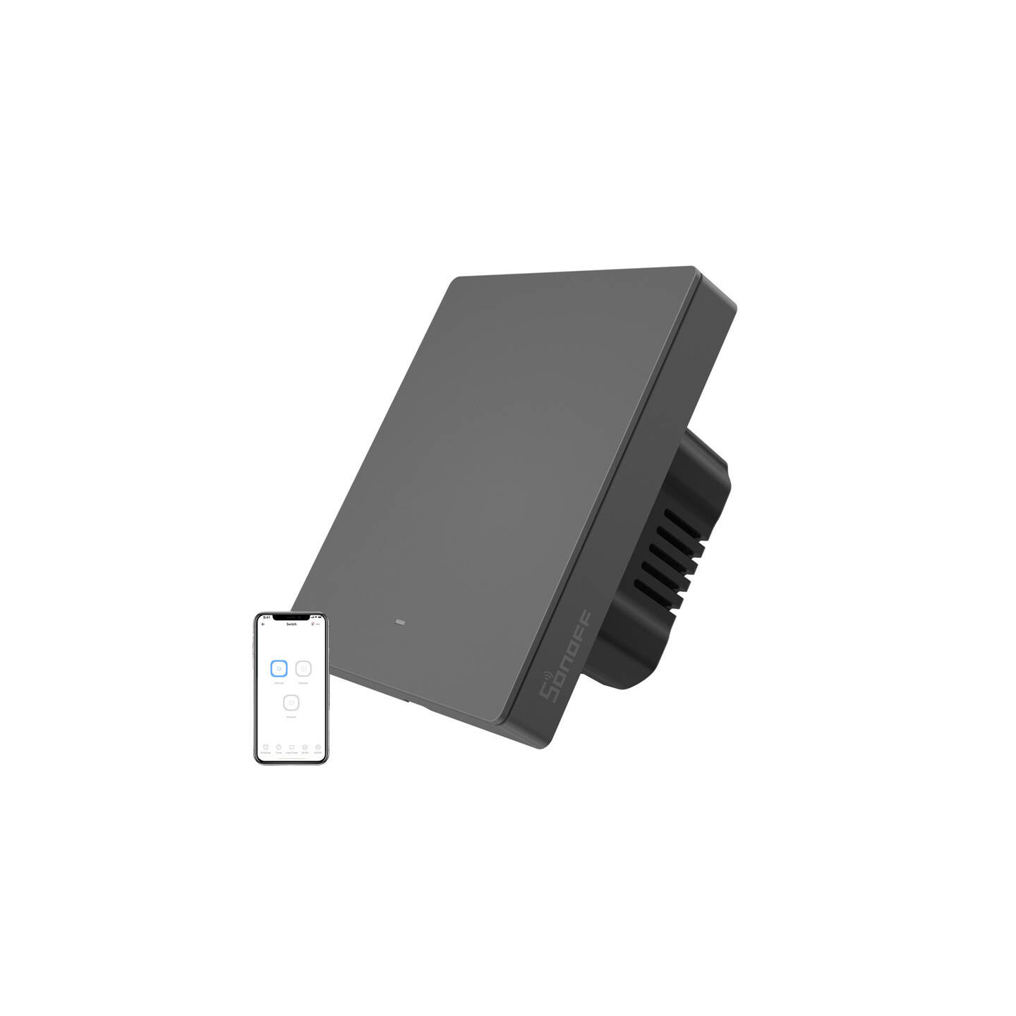 Smart WiFi wall switch SONOFF M5-1C-80 (1-channel, for frame, graphite)