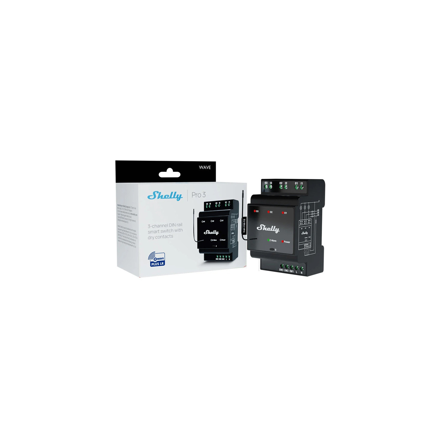 Shelly Qubino Wave Pro 3 Z-Wave 3 channel DIN rail relay