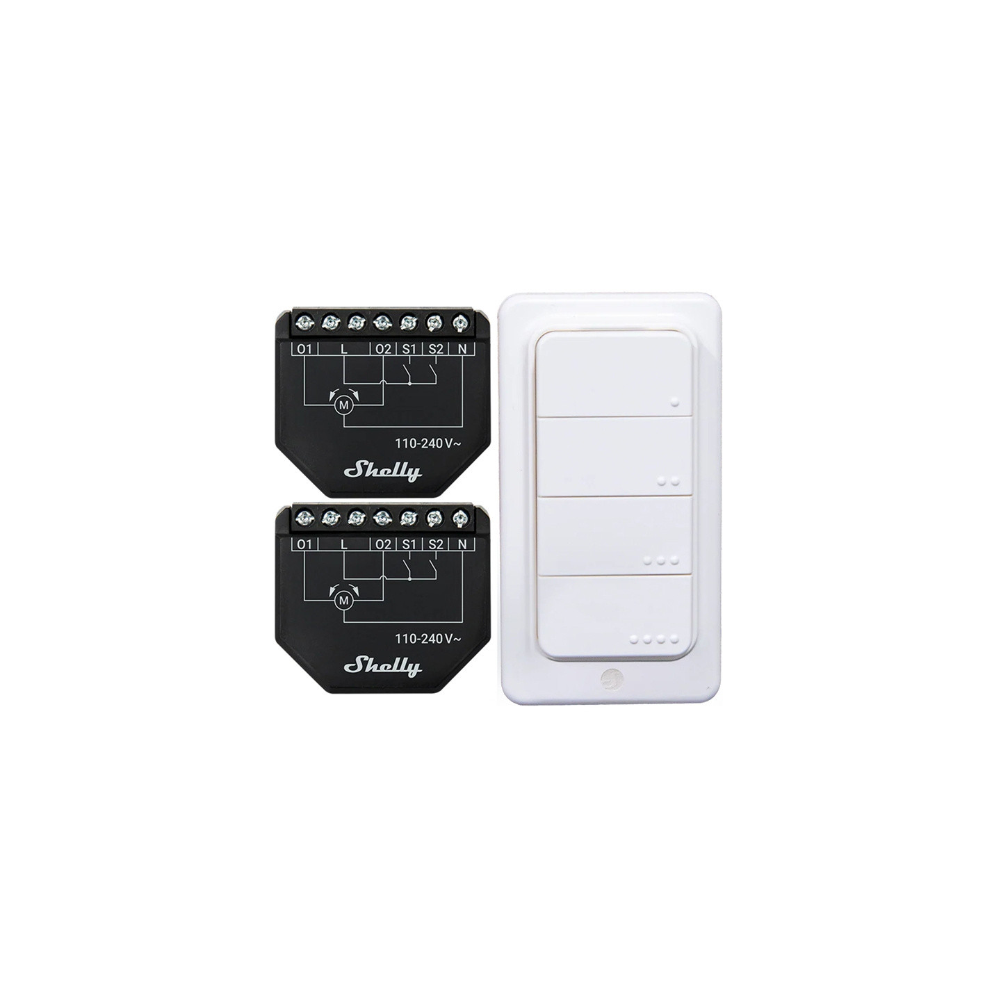 Set of 2 WiFi Shutter Controllers for Blinds/Curtains Shelly Shutter + BLU RC Button 4