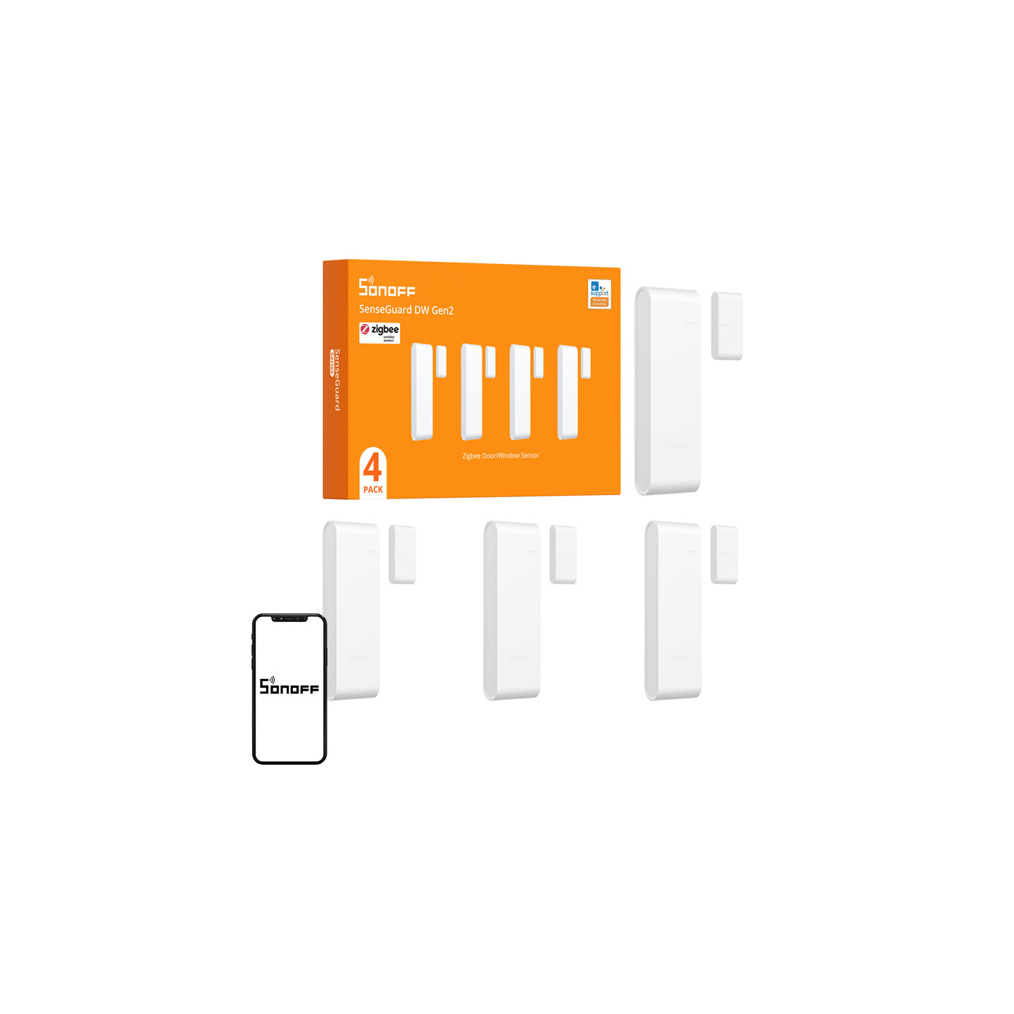SONOFF SNZB-04PR2 Window and Door Sensor, 4-Pack