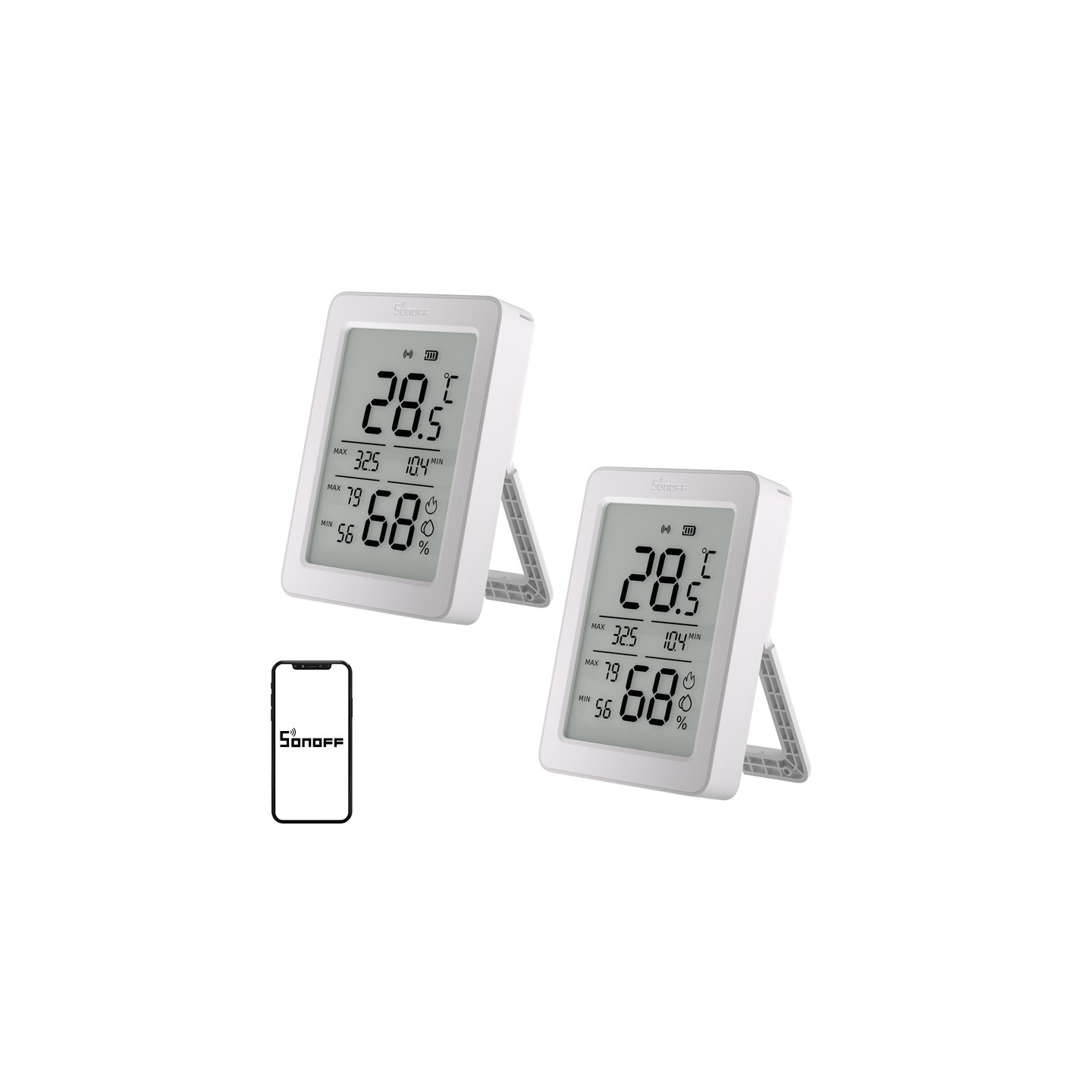 SONOFF ZigBee SNZB-02DR2 Temperature and Humidity Sensor, 2-Pack