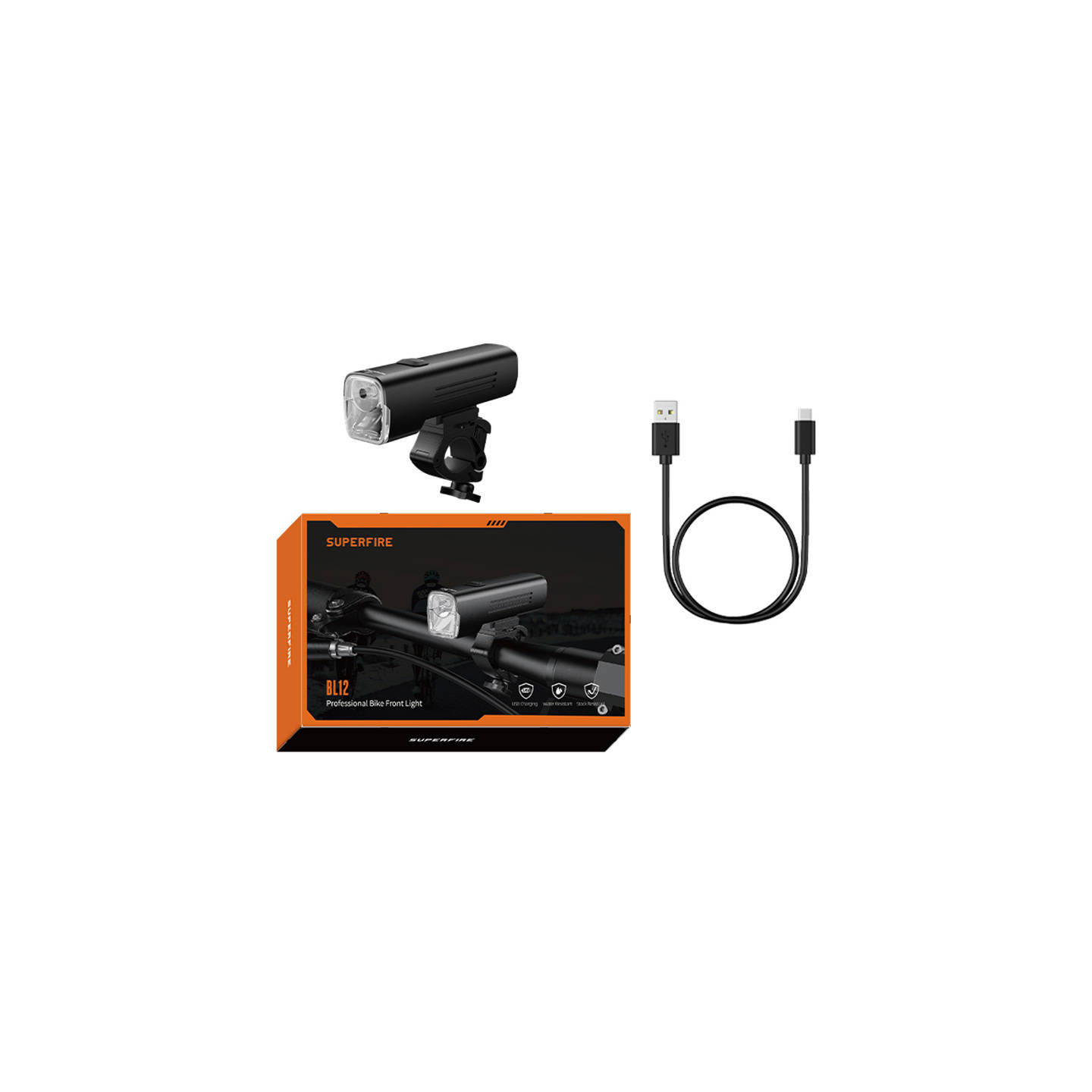 Superfire BL12 bike light, 4800 mAh, USB, 2 modes