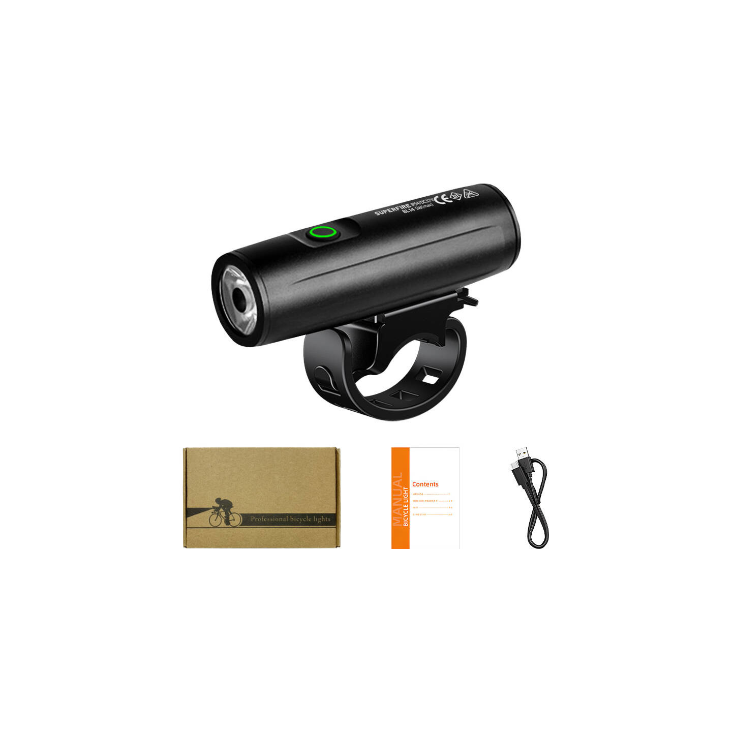 Superfire BL14 bicycle flashlight, 400 lm, 3 modes