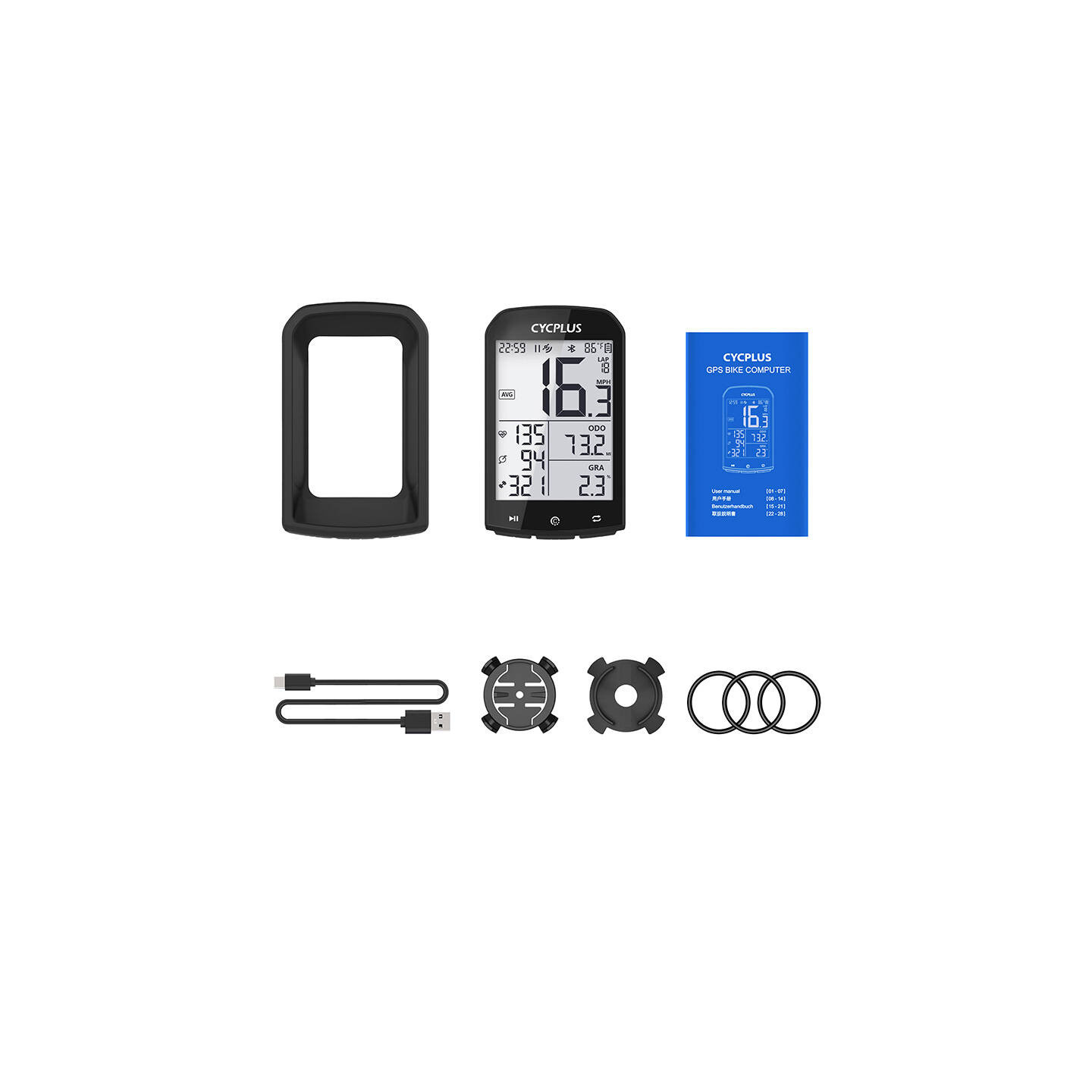 GPS bike computer Cycplus M1 - compatibile with Strava, Trainingpeaks etc.