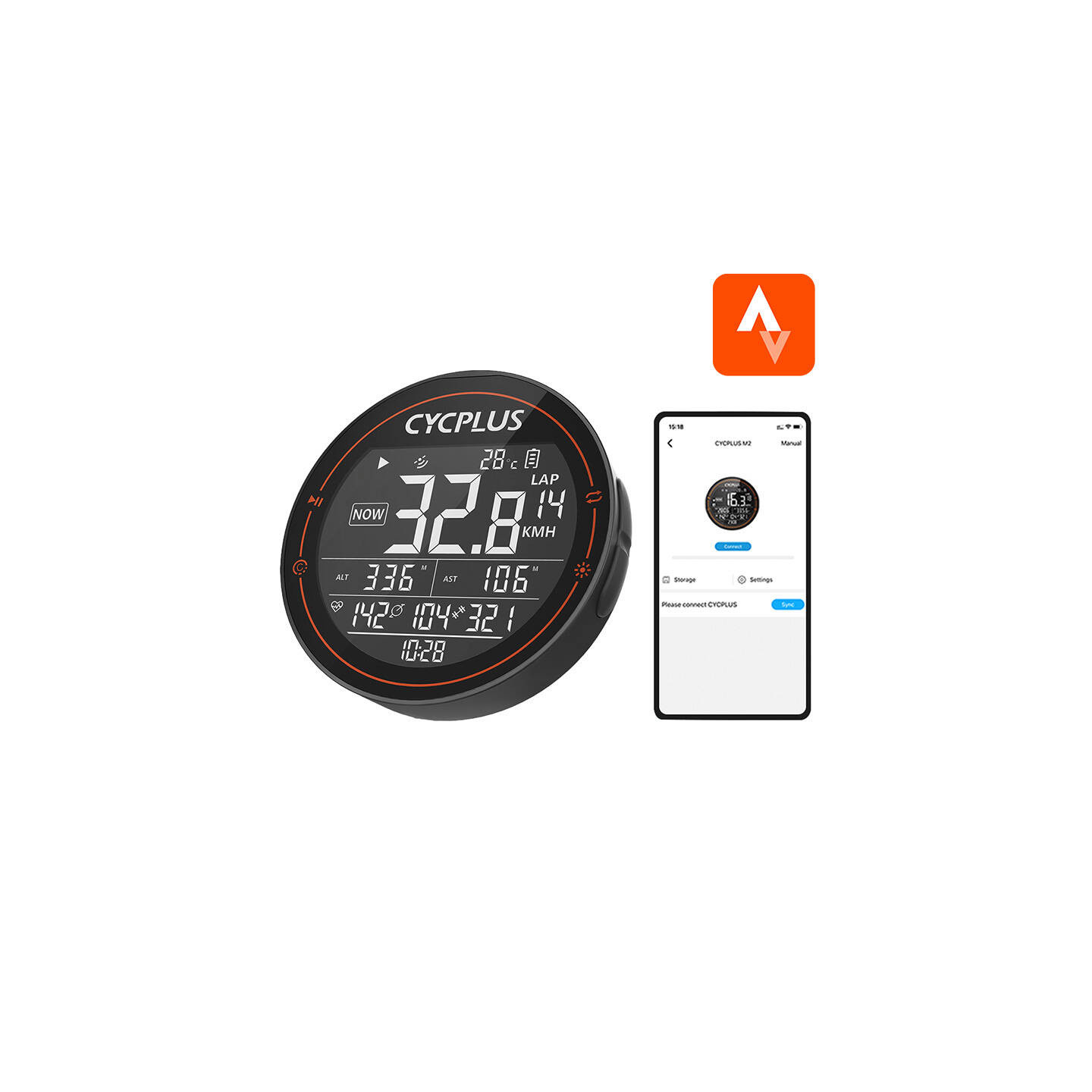 Cycplus M2 bicycle computer - compatibile with Strava, Trainingpeaks etc.