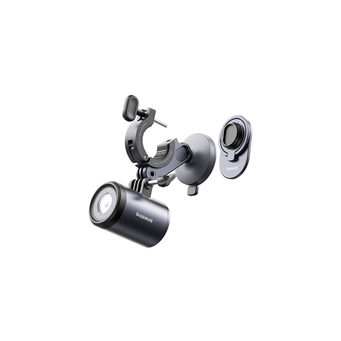 Baseus PrimeTrip 2-in-1 bike mount, phone holder + flashlight (black)